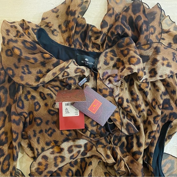 Etro brown leopard ruffle mini skirt NEW - Picture 5 of 5